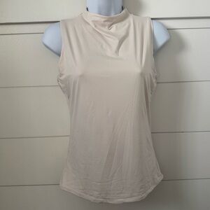 Elegant Cream Sleeveless Top, Mock Turtleneck, Women’s M